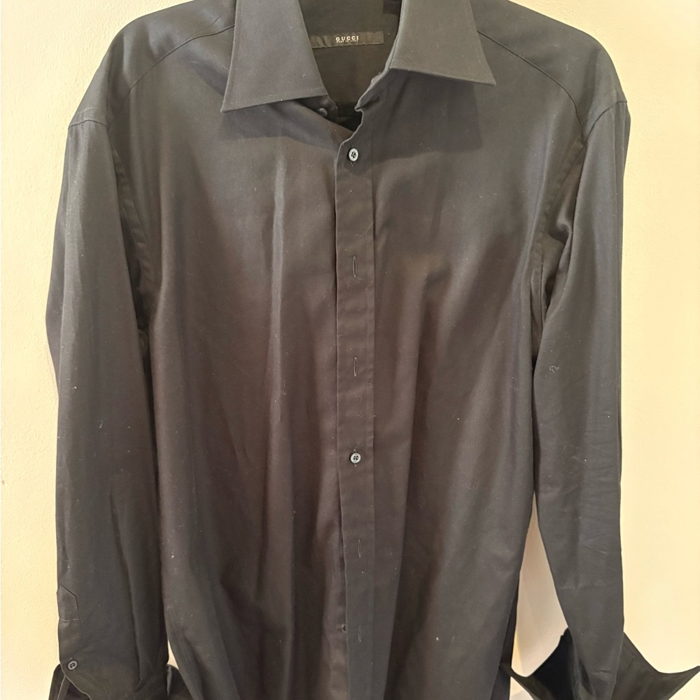 Gucci Elegant Black Dress Cuff Shirt